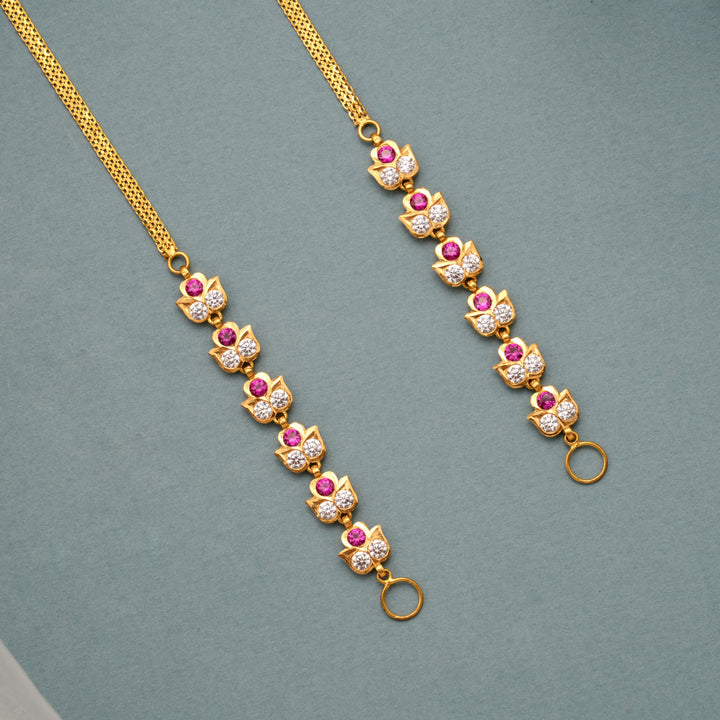 Ruby White Floral Gold Ear Mattal