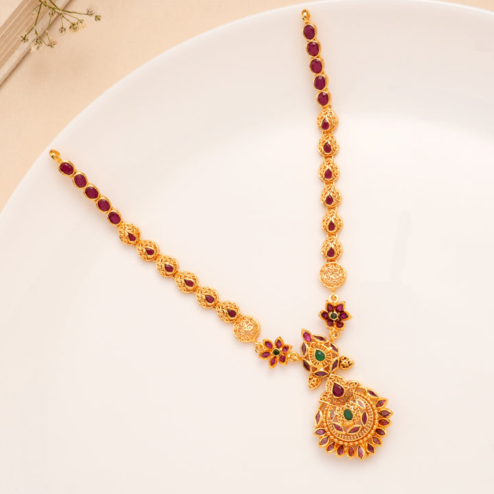 Elegant Emerald Temple Ruby Necklace