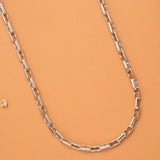 Sleek Rectangular Pattern Silver Chain