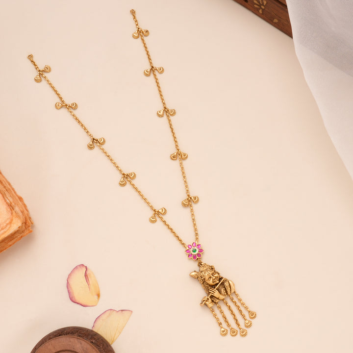 Lord Krishna Pendant with Golden Drops Necklace Set