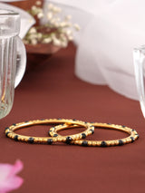 Traditional Black Beads and Gold Baby Bangle