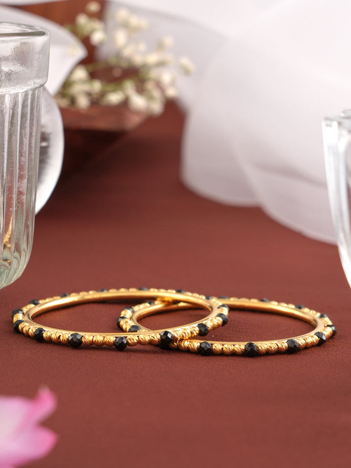 Traditional Black Beads and Gold Baby Bangle