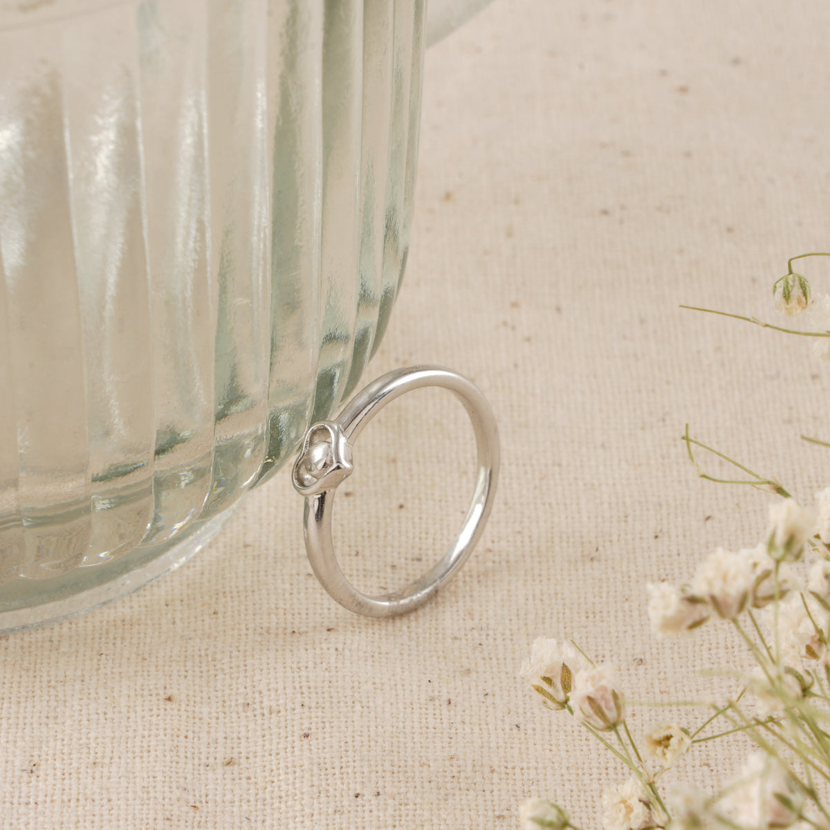 Trendy Single Heart Silver Baby Ring