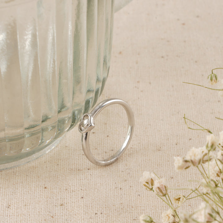 Trendy Single Heart Silver Baby Ring