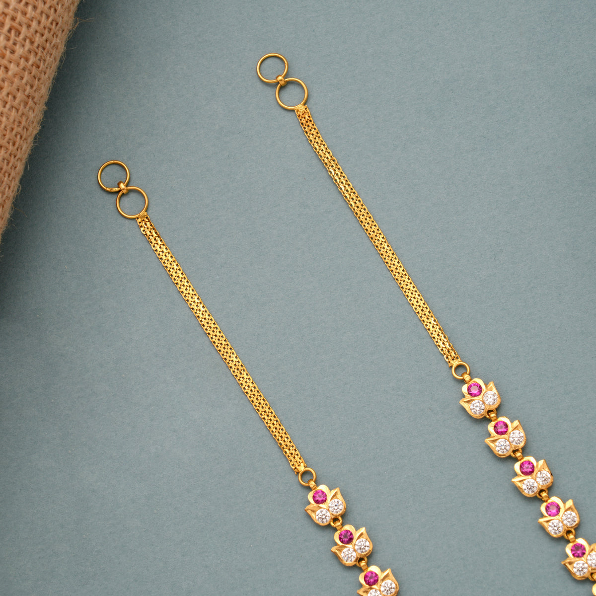 Ruby White Floral Gold Ear Mattal