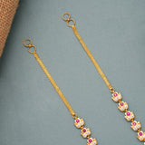 Ruby White Floral Gold Ear Mattal