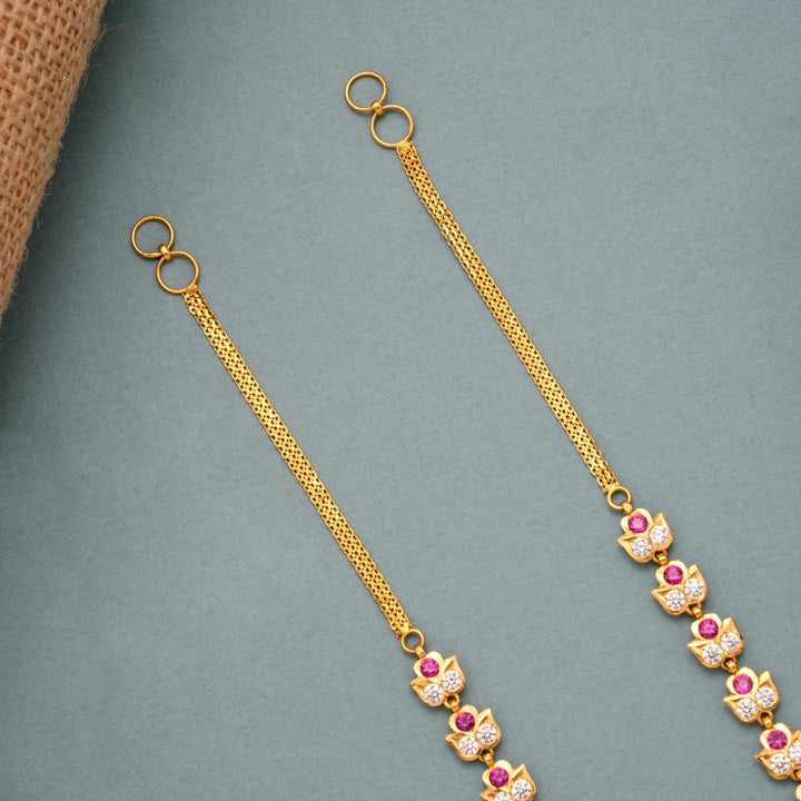 Ruby White Floral Gold Ear Mattal