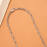 Sleek Rectangular Pattern Silver Chain