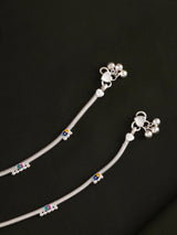 Trendy Women Enamel Silver Anklet