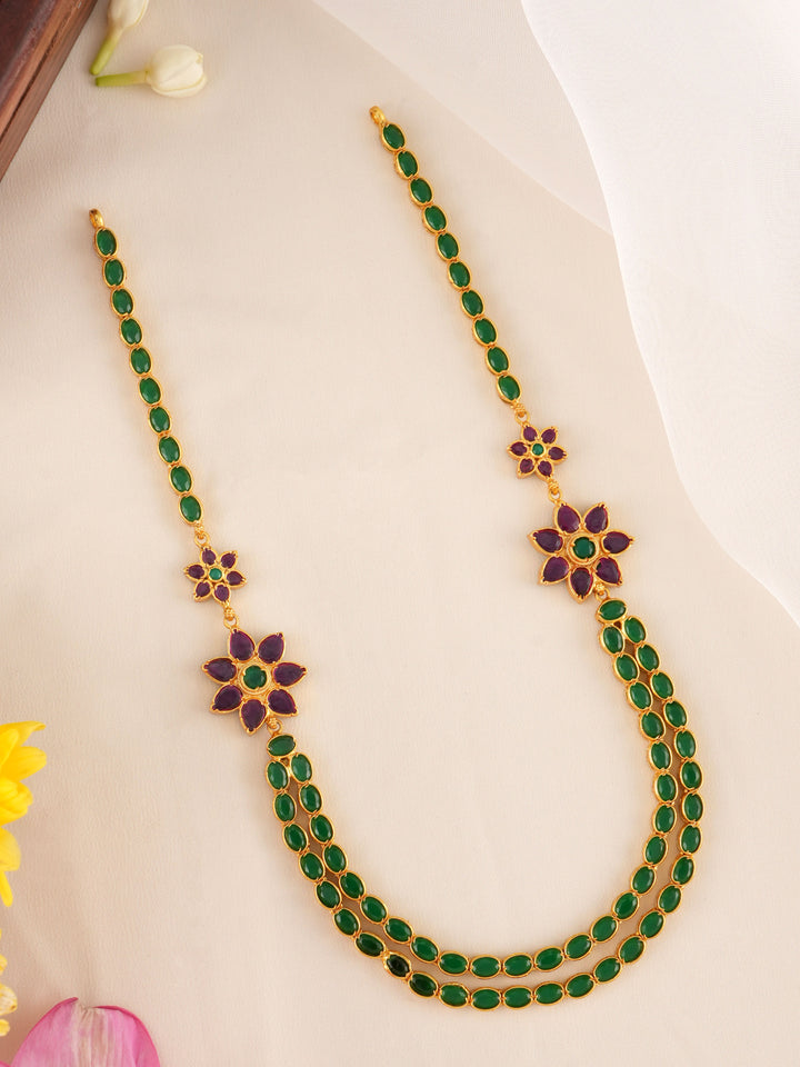 Dual Side Ruby and Emerald Stone Necklace
