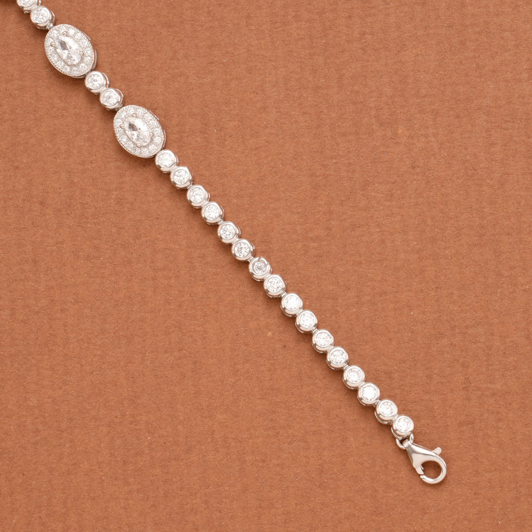 Sparkling White Stone Silver Women’s Bracelet