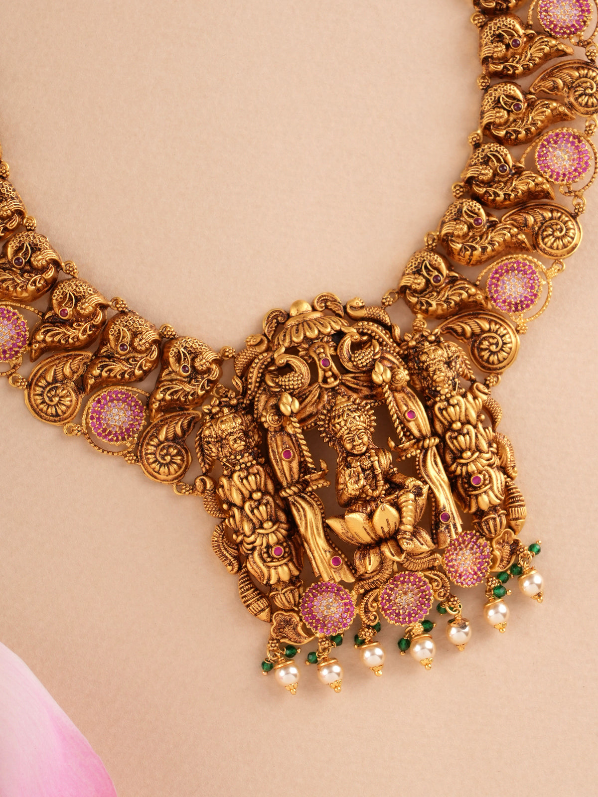 Antique Temple Work Lakshmi Devi Gold Haram