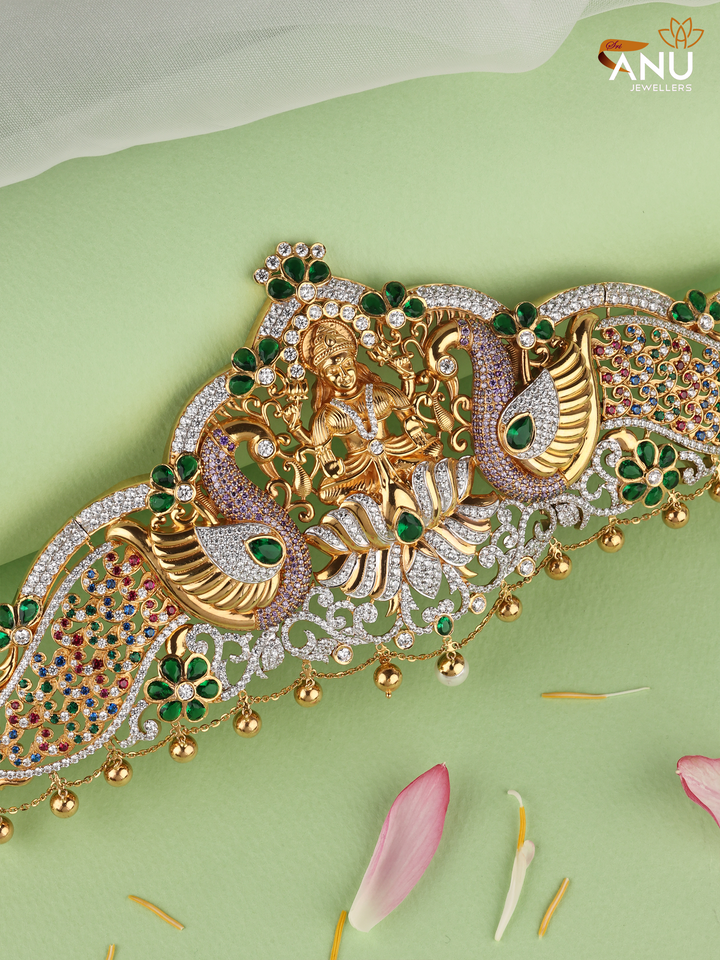 Goddess Lakshmi and Peacock Gold Ottiyanam