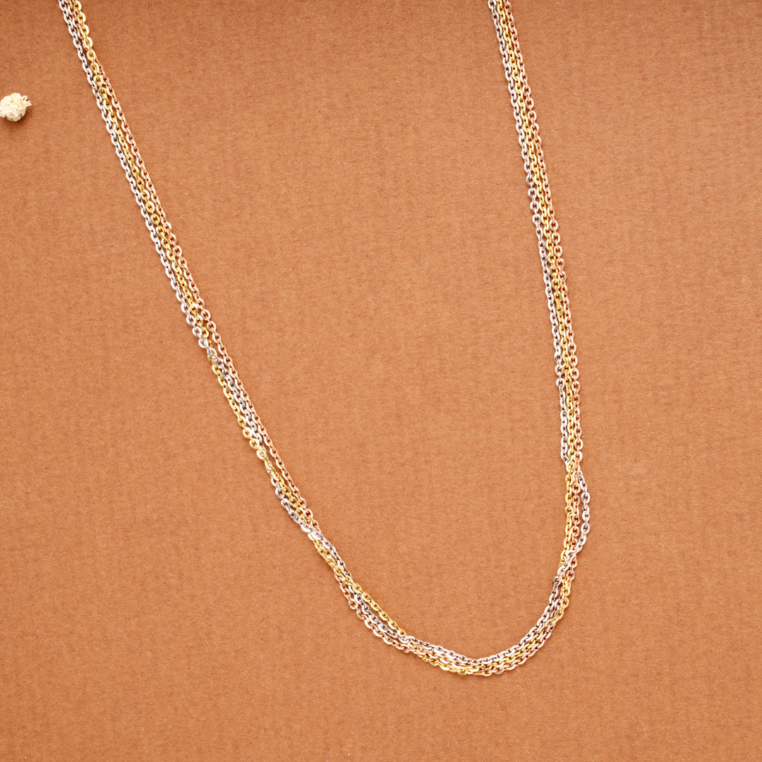 Triple Tone Layer Women’s Silver Chain
