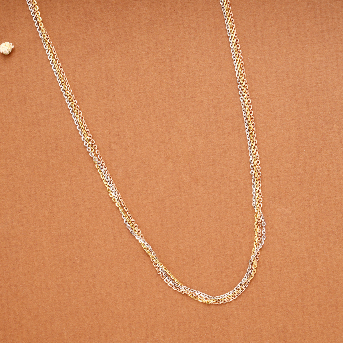 Triple Tone Layer Women’s Silver Chain
