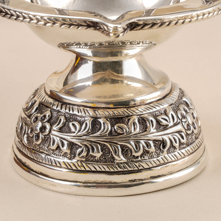 Temple Style Lakshmi Antique Silver Vilakku