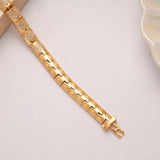 Intricate V Shape Link Design Golden Bracelet
