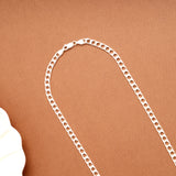 Classic Silver Flat Curb Link Men’s Chain