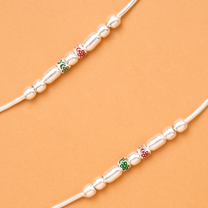 Traditional Floral Enamel Silver Kolusu