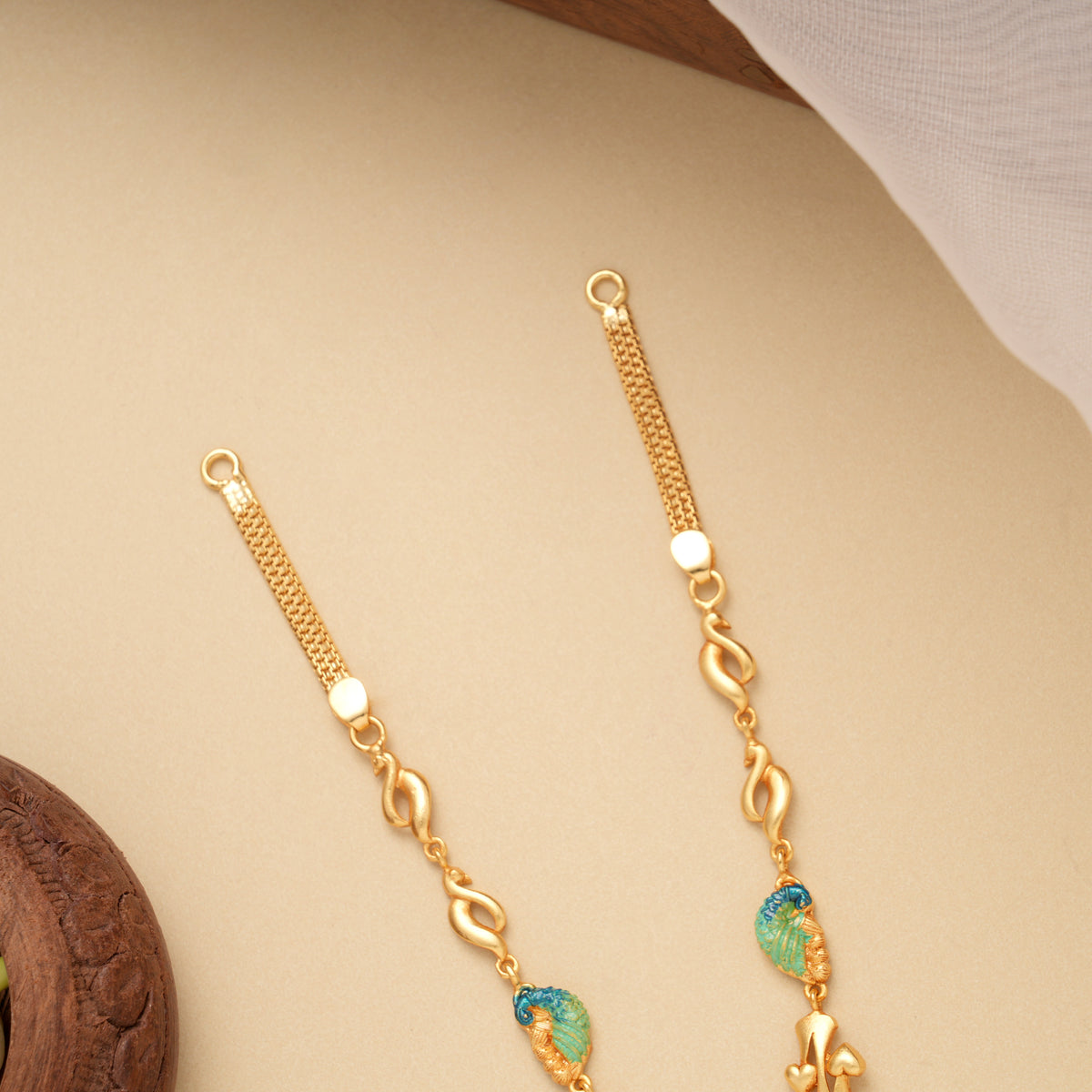 Lord Ganesha with Temple Gopuram Golden Necklace