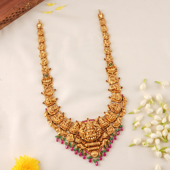 Devotional Lakshmi Bead Drops Gold Haram