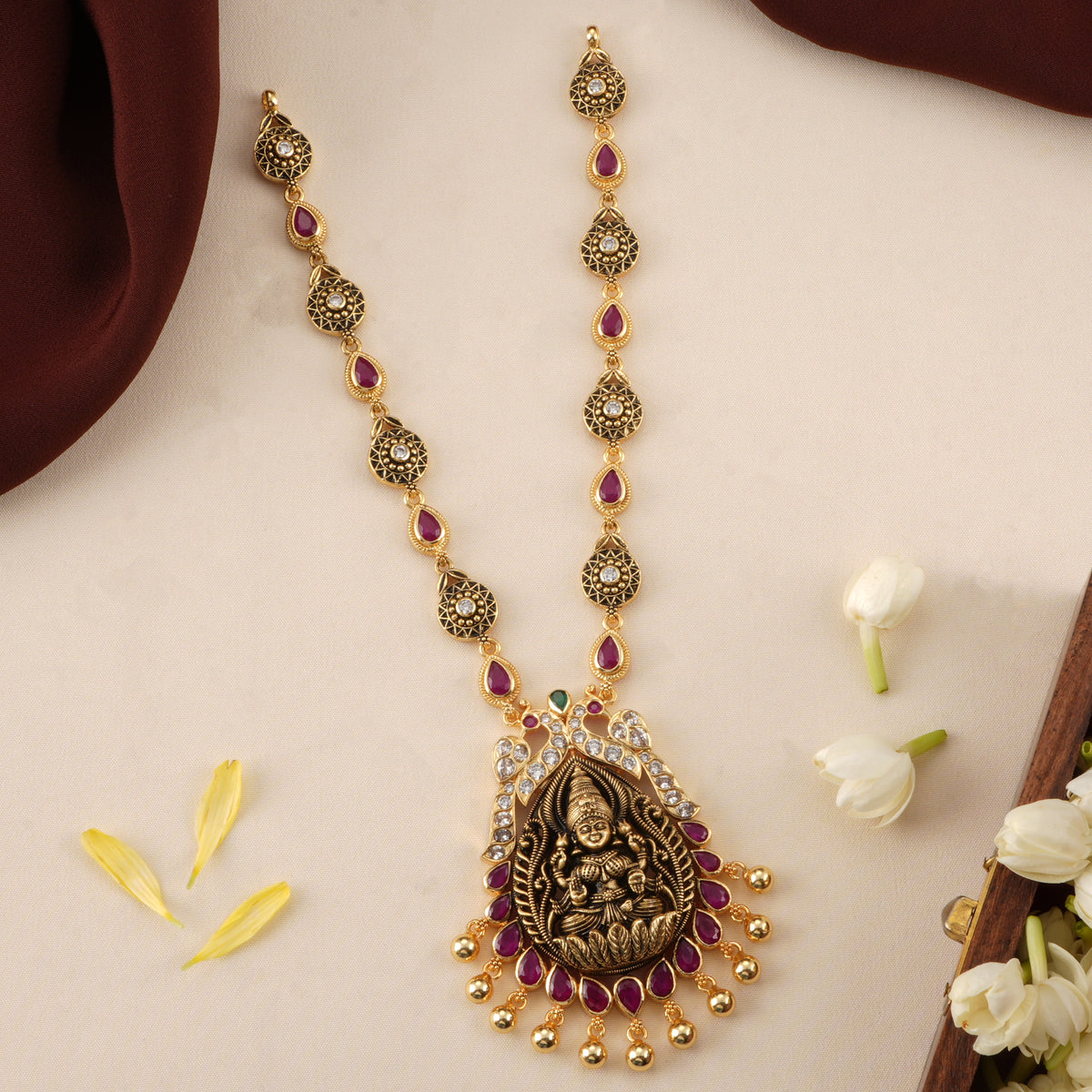 Antique Lakshmi Golden Drop Necklace