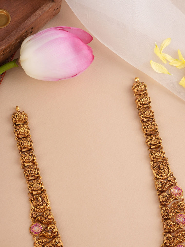 Antique Temple Work Lakshmi Devi Gold Haram