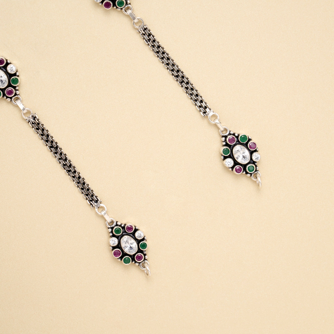 Emerald Ruby Oval Symphony Silver Anklet