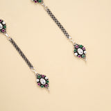 Emerald Ruby Oval Symphony Silver Anklet