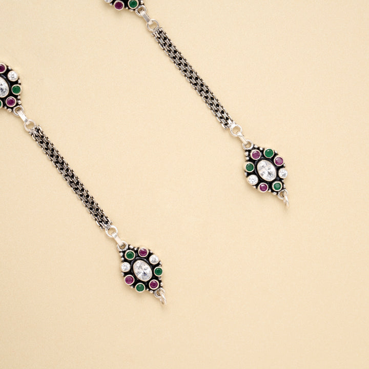 Emerald Ruby Oval Symphony Silver Anklet