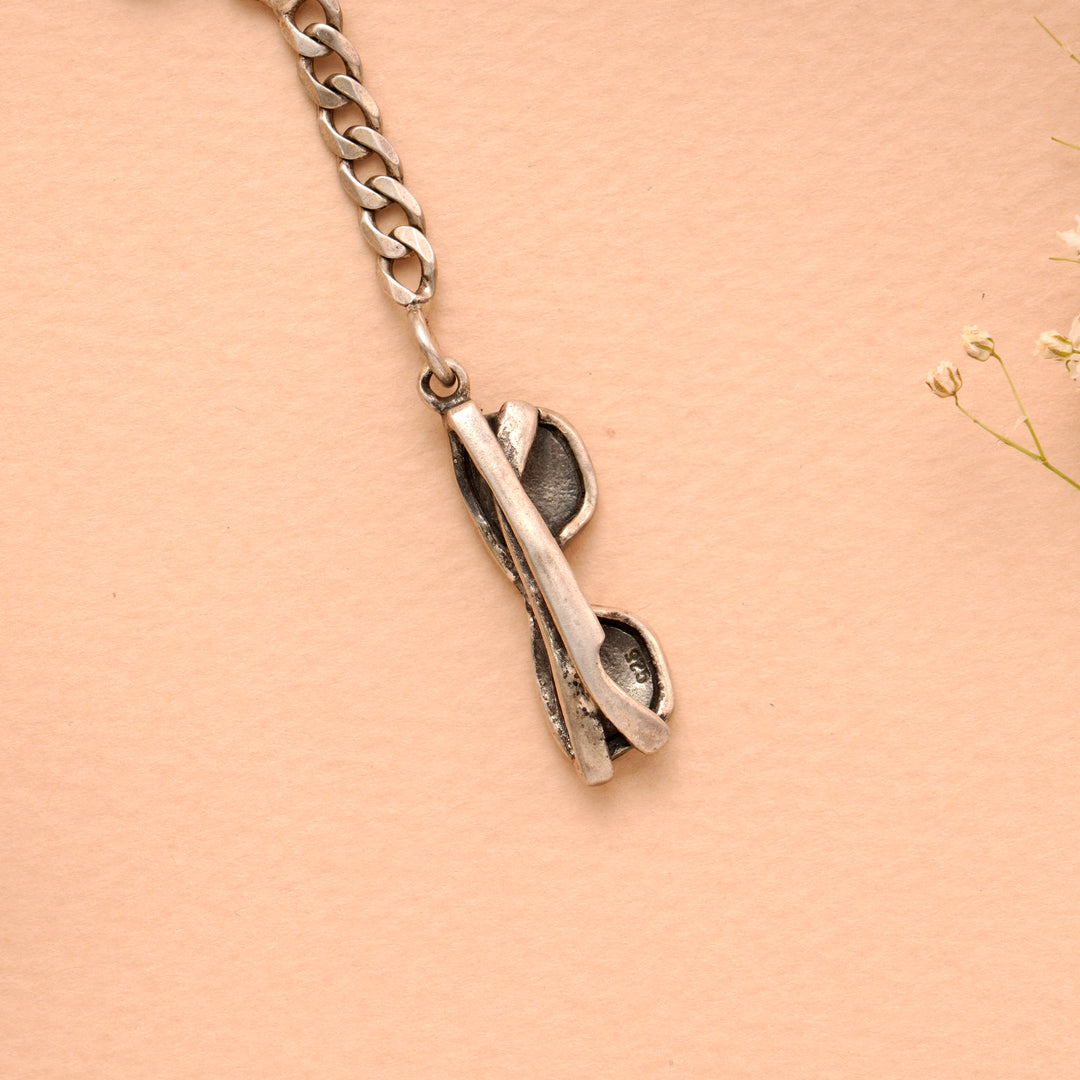 Cooling Glass Design Silver Keychain