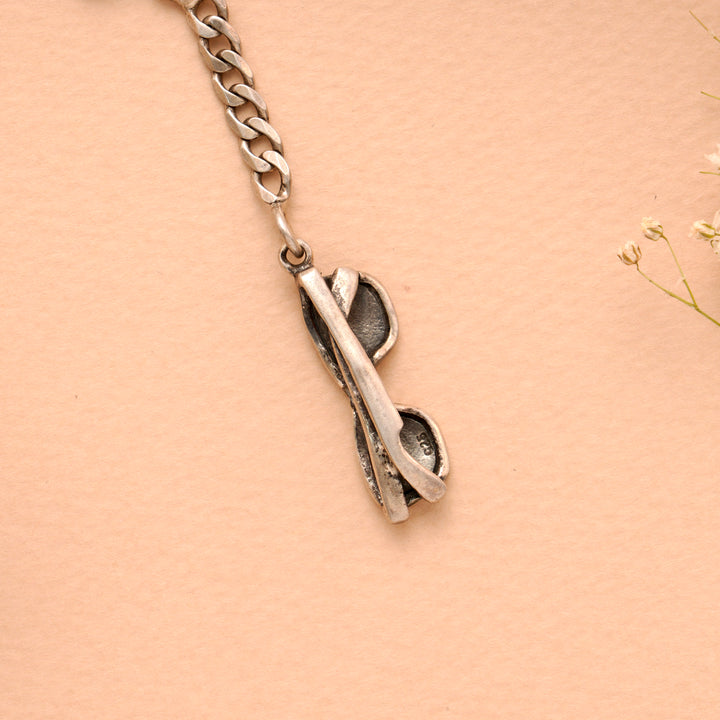 Cooling Glass Design Silver Keychain