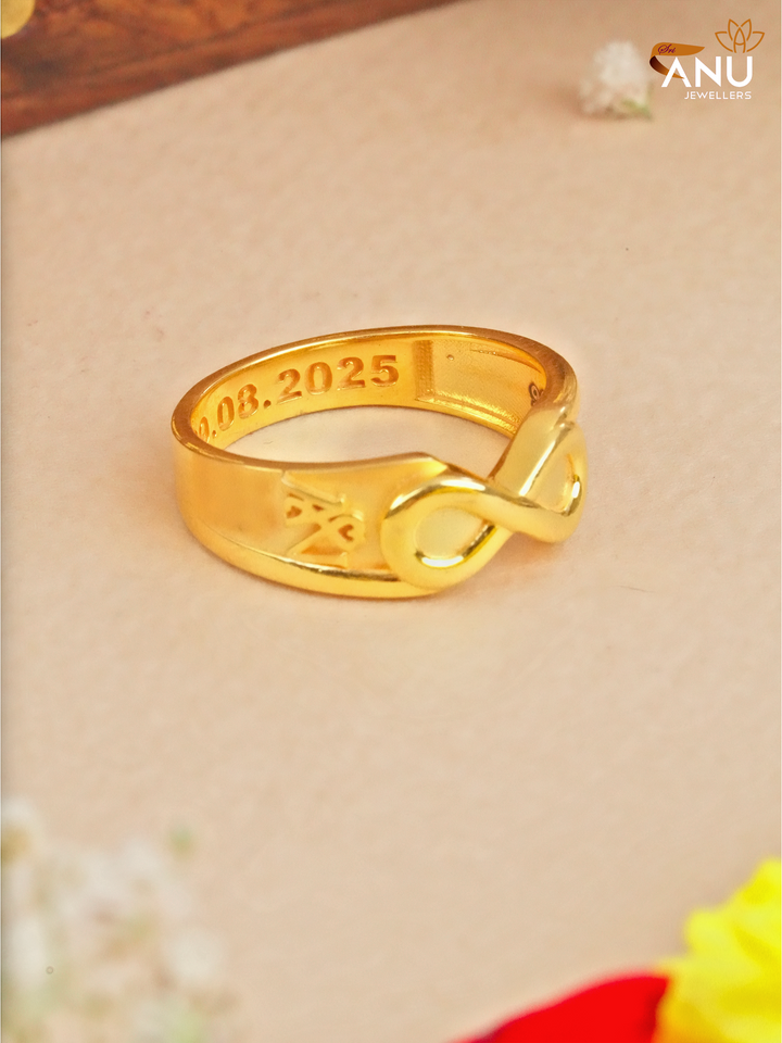 A Heart V & Date Infinity Ring
