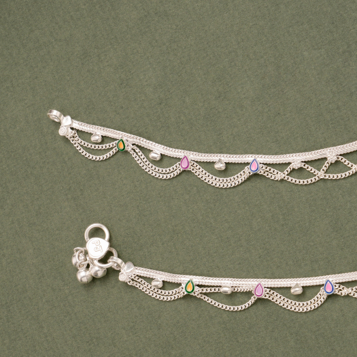 Multilayer Chain Silver Anklet