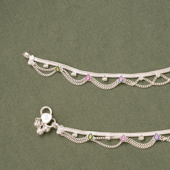 Multilayer Chain Silver Anklet