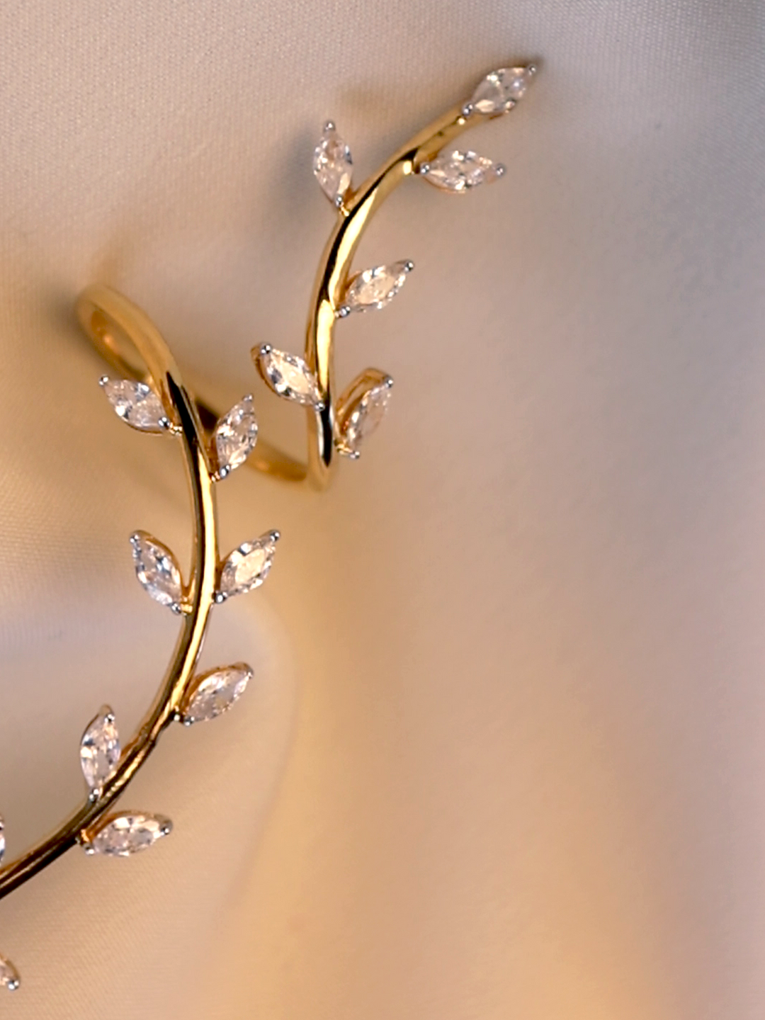 Leaf Vine Swarovski finger to wrist Ring