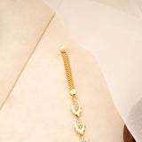 Classic Leaf White Stone Golden Bracelet