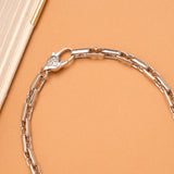 Sleek Rectangular Pattern Silver Chain