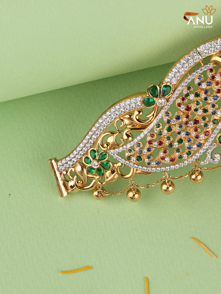 Goddess Lakshmi and Peacock Gold Ottiyanam