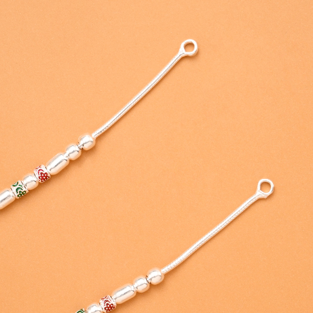 Traditional Floral Enamel Silver Kolusu