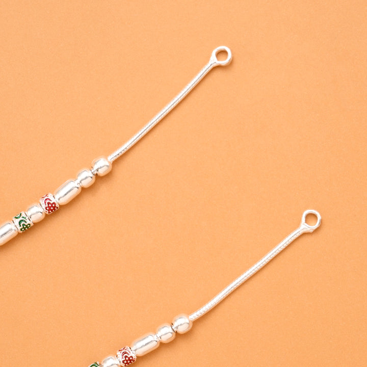 Traditional Floral Enamel Silver Kolusu