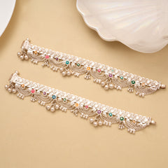 Bold Enamel Chain Drops Silver Anklet