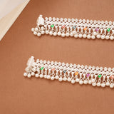 Minimal Teardrop Enamel Salangai Silver Anklets