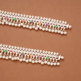 Minimal Teardrop Enamel Salangai Silver Anklets