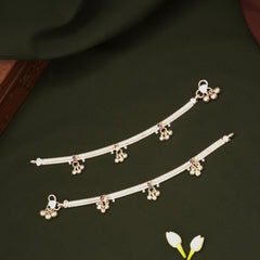Multicolour Enamel Heart Shape Silver Anklets