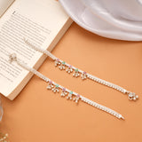 Colourful Enamel Floral Bell Drops Silver Anklets
