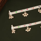 Colourful Circle Design Enamel Silver Anklets