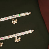 Colourful Circle Design Enamel Silver Anklets