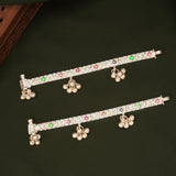 Colourful Circle Design Enamel Silver Anklets