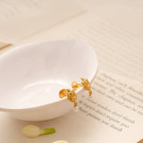 Minimal Leaf Design Pearl Drop Golden Earring